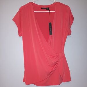 Tahari Coral Wrap Blouse XL